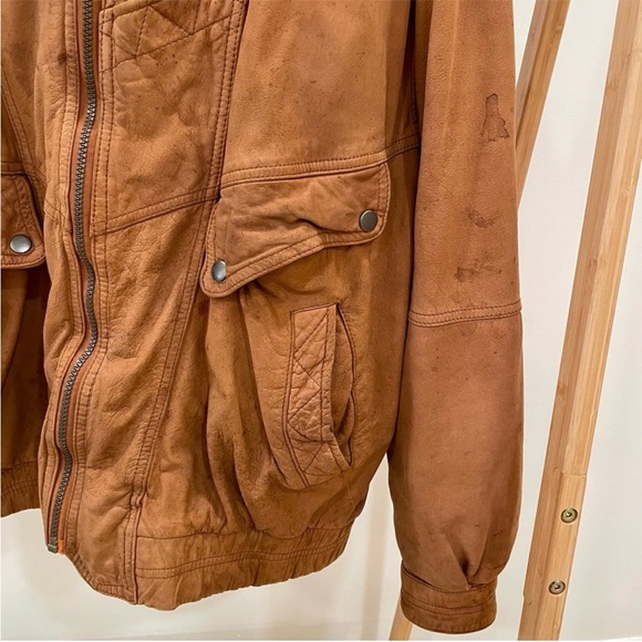Vintage Members Only Aviator Bomber Leather Flight Jacket - Caramel Cognac Brown - Picture 7 of 9